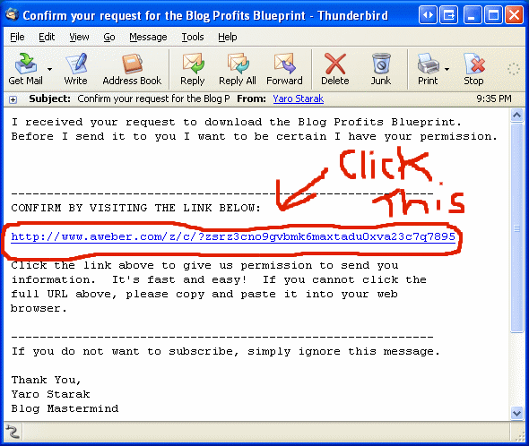 Confirm your request example screenshot